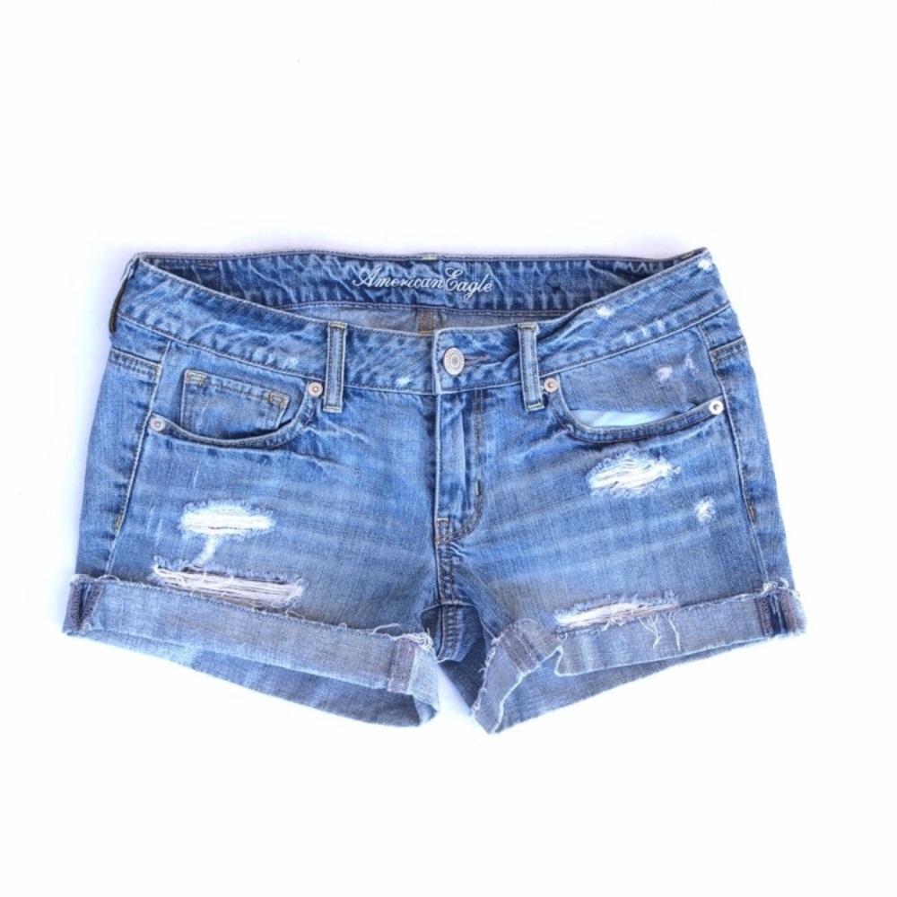 AE Distressed Cuffed Denim Shorts